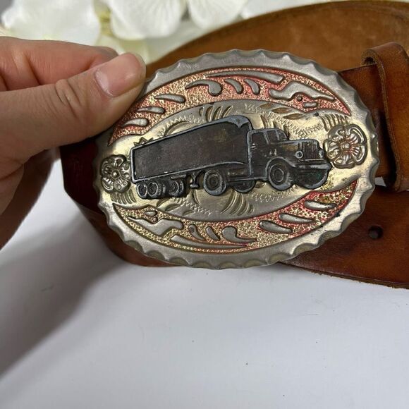 Truck Buckle Leather Belt 36in waist - Picture 2 of 15